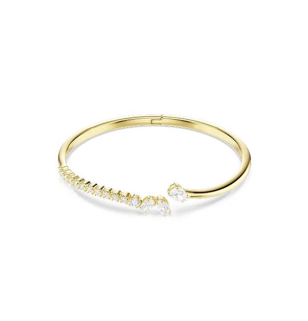 Bracciale rigido Mesmera, Taglio misto, Bianco, Finitura oro 18K