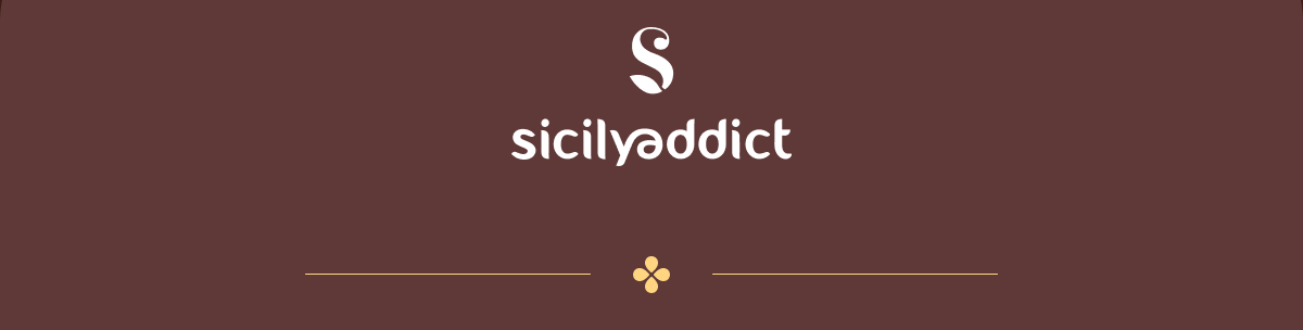 "Sicilyaddict" text with floral graphic.
