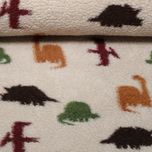 Teddyfleece – Dinos Beige Multicolor