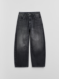 Jeans grigio scuro dal taglio ampio con effetto slavato.