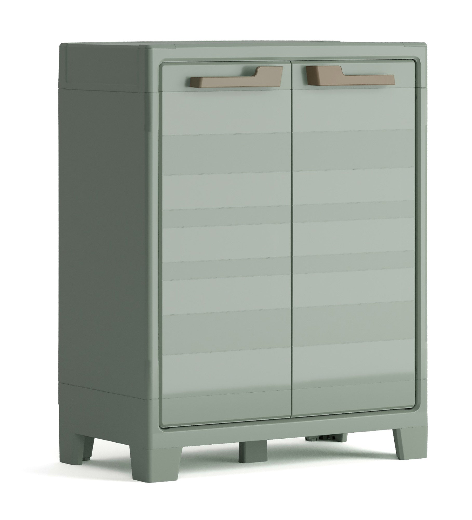 Armadio da Giardino 2 Ripiani Keter Planet Outdoor Basso Grigio e Verde