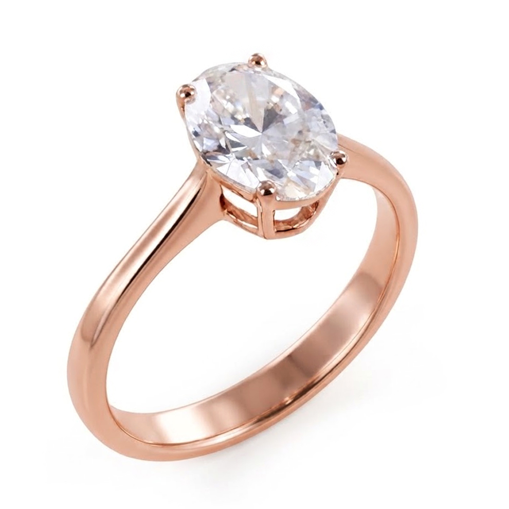 Anello solitario oro rosa 