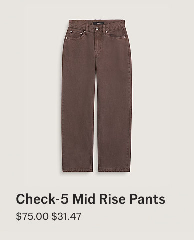 Dark Brown Check-5 Mid Rise Straight Pants