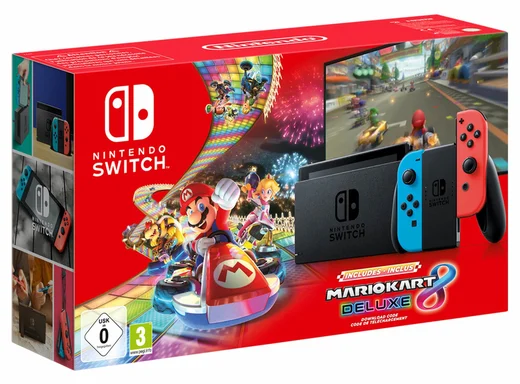 Switch & Mario Kart 8 Deluxe - Console portatile 15,8 cm (6.2'') 32 GB Touchscreen Wifi, Nero, Blu, Rosso