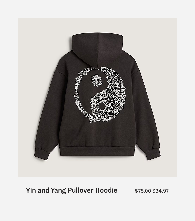 Faded Black Yin and Yang Pullover Hoodie