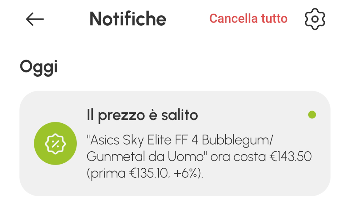 Notifica monitor prezzi