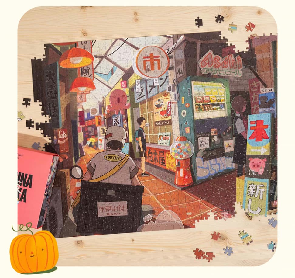 Un puzzle StoPuzzle in costruzione sul tavolo