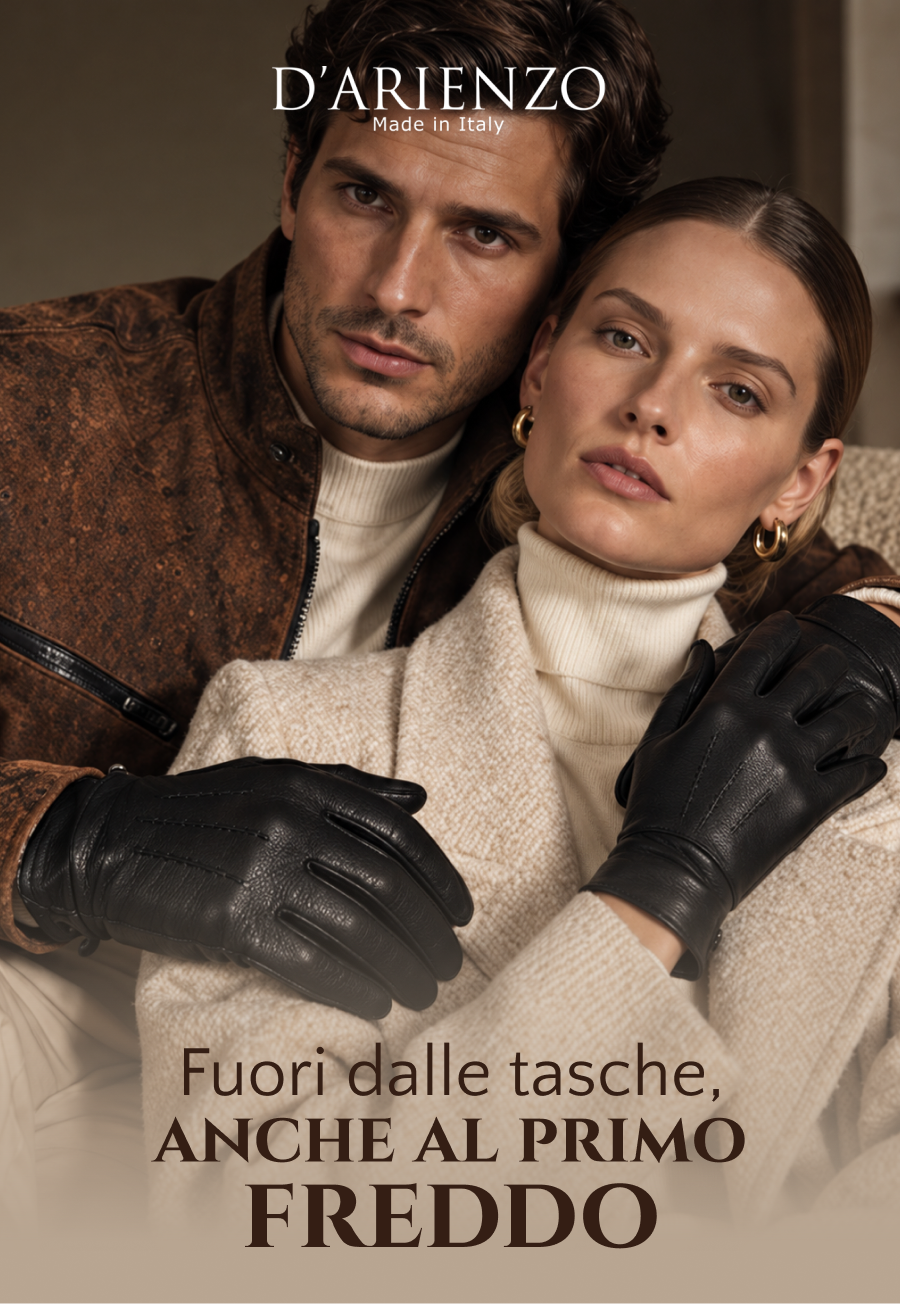 Fuori dalle tasche, anche al primo freddo. Guanti in pelle D’Arienzo.