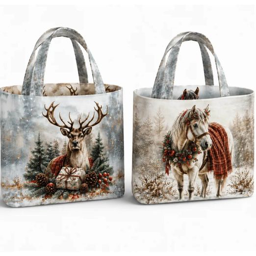 Canvas Taschen Panel – Stenzo Digital Wendetasche Xmas Tiere Multicolor