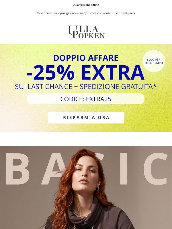 -25% EXTRA sui last chance + spedizione gratuita 🎉