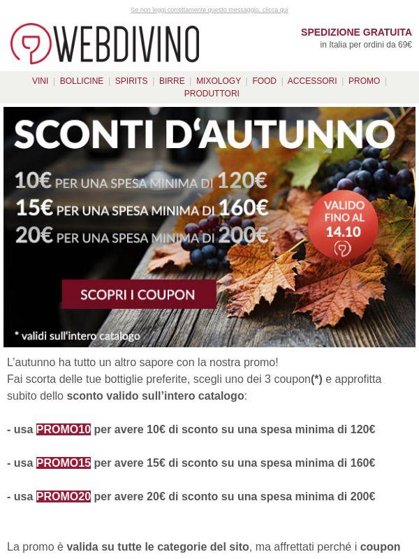 Sconti extra di 10€ 15€ e 20€ fino al 14 ottobre!