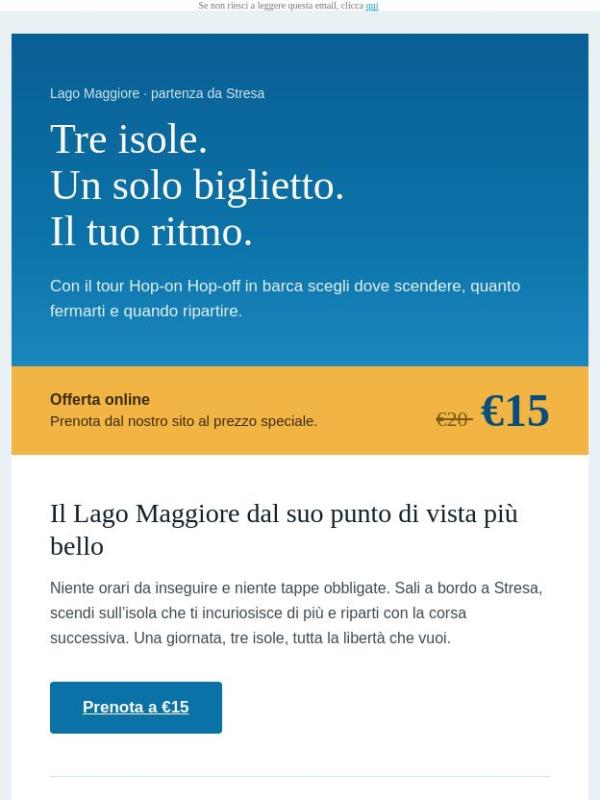 Tre Isole, un solo biglietto, il tuo ritmo