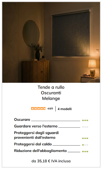 Tenda a rullo oscurante tinta unita