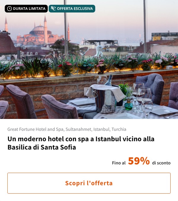 Un moderno hotel con spa a Istanbul vicino alla Basilica di Santa Sofia