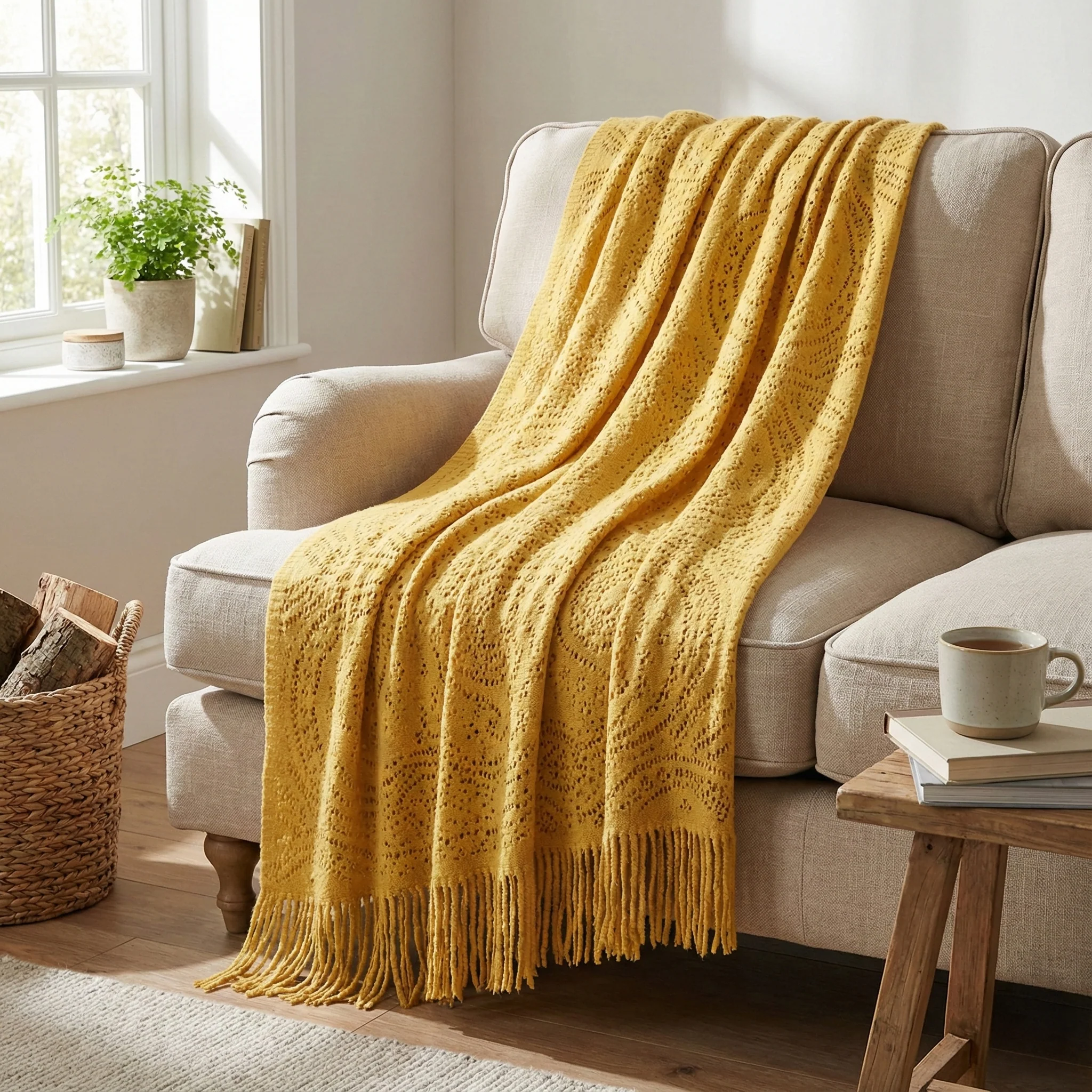 Image of Plaid in Pile Traforato <br>Macramè - <b>Retrò