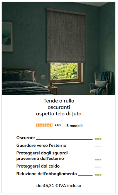 Tenda a rullo oscurante aspetto tela di Juta