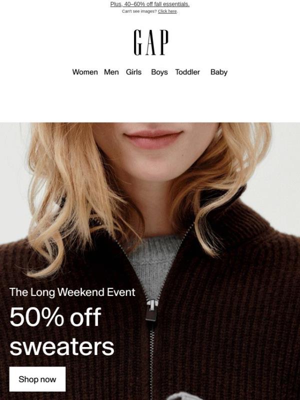 Fall sweaters have arrived — get 50% off the essentials