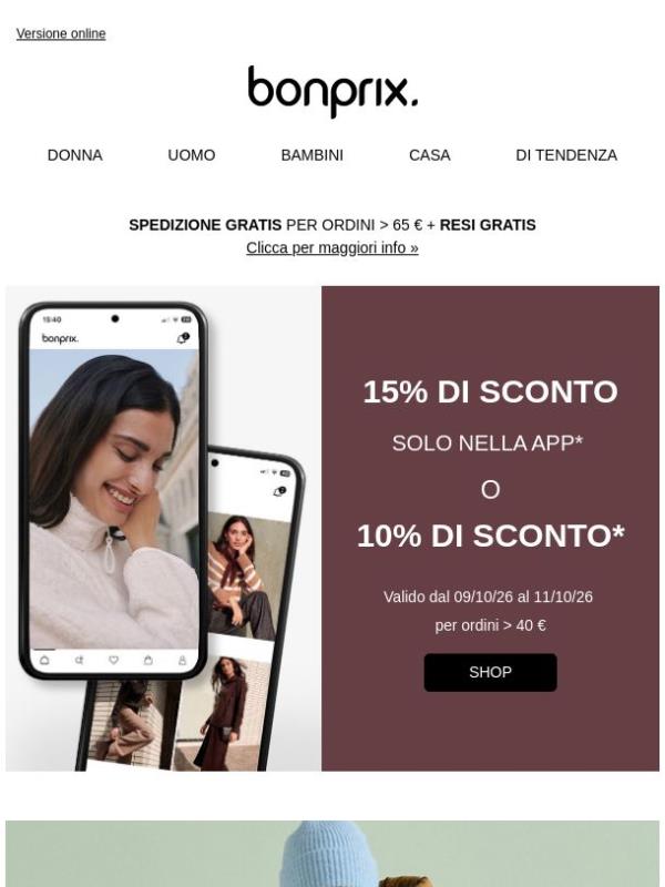 Scegli l'offerta: sconto del 10% o del 15%