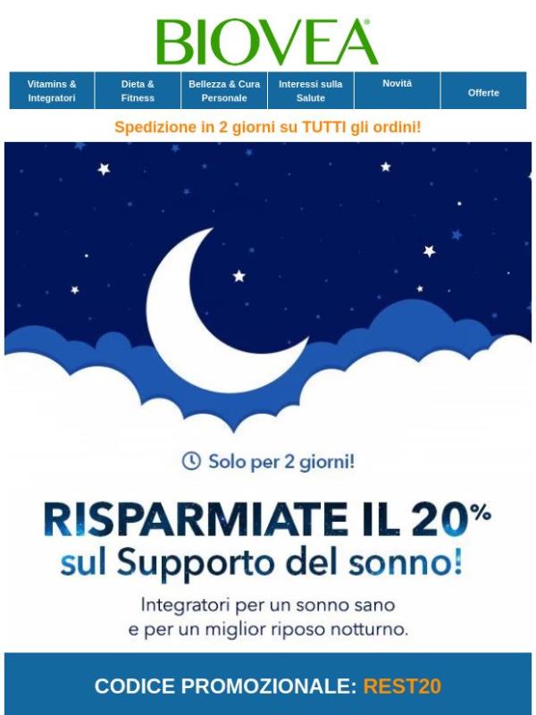 🌙 Una notte di riposo a un prezzo inferiore! Risparmia il 20% su TUTTI i prodotti per il sonno!