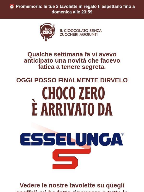 Le tue 2 tavolette in regalo ti aspettano 🍫