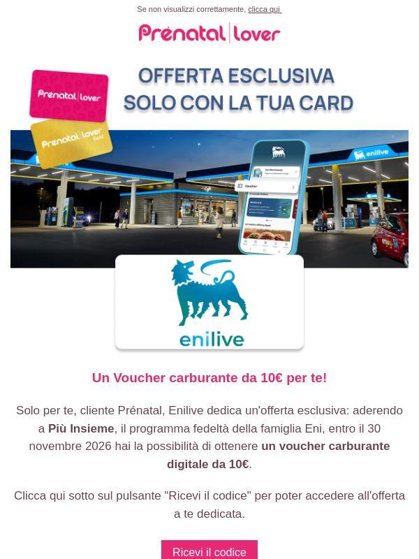 Solo per te: voucher carburante da 10€ con Enilive