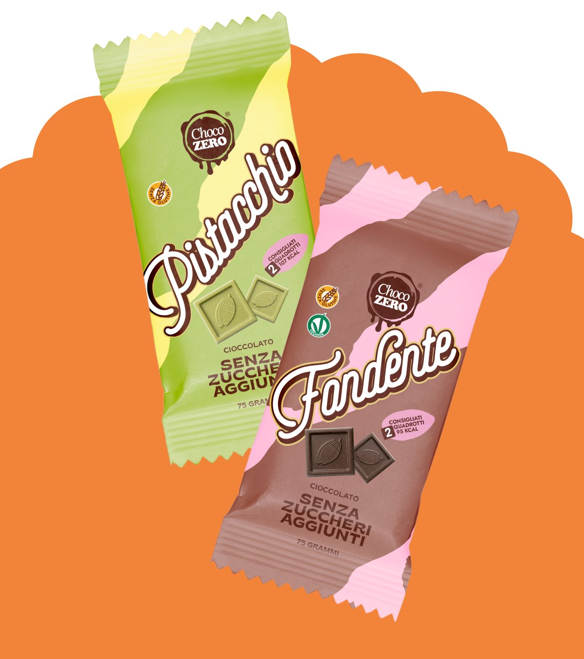 Tavolette Choco Zero Pistacchio e Fondente da 75 g