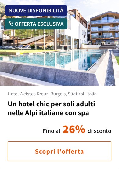 Un hotel chic per soli adulti nelle Alpi italiane con spa