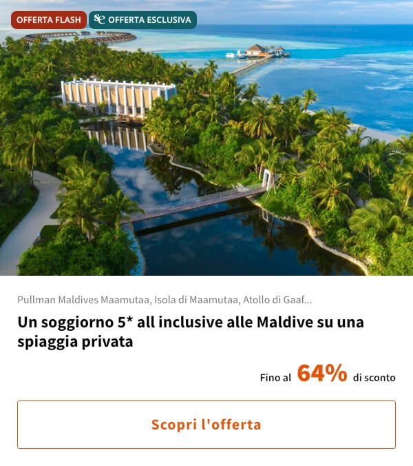 Un soggiorno 5* all inclusive alle Maldive su una spiaggia privata