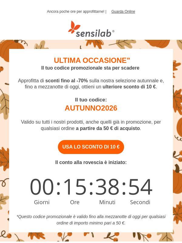 Il tuo sconto di 10 € scade stasera⏳