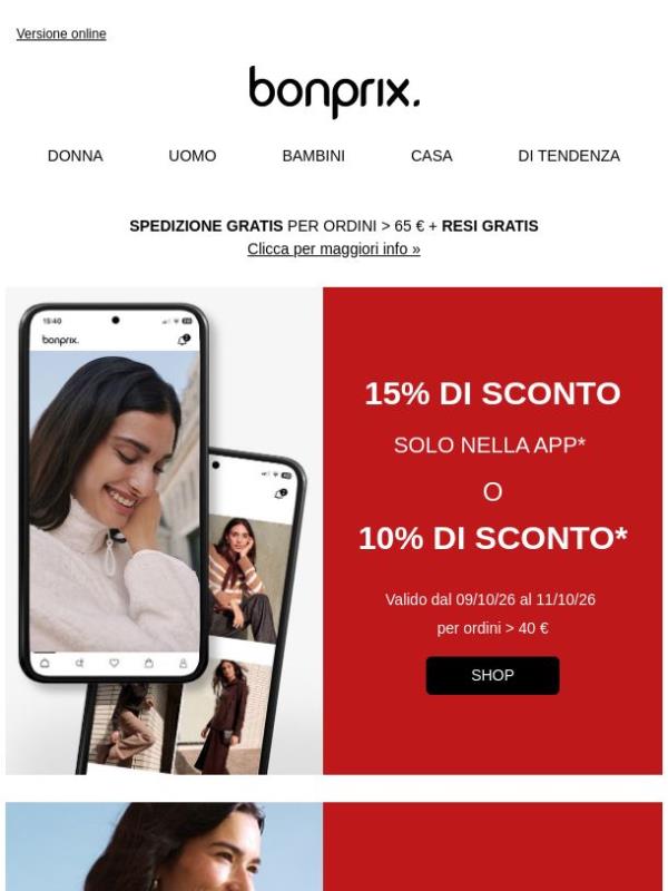 Approfittane: 10% o 15% di sconto della app