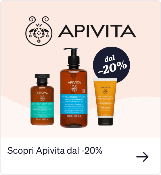 APIVITA hair care trio — Hyaluronic Hydra shampoo, Keratin Repair treatment and oil bottle with brand logo and -20% badge