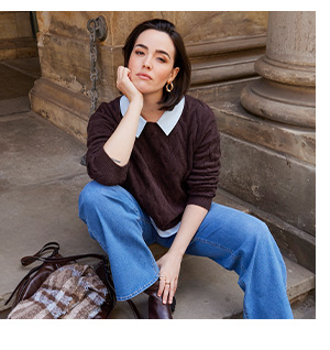 Elegante maglione 2-in-1 con motivo a trecce e colletto da camicia