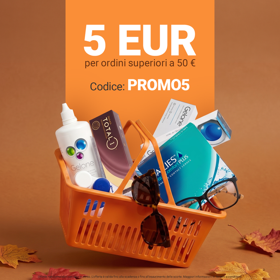 5 eur di sconto per ordini superiori a 50€. codice promo5