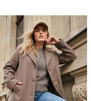 Elegante cappotto in misto lana in classico taupe