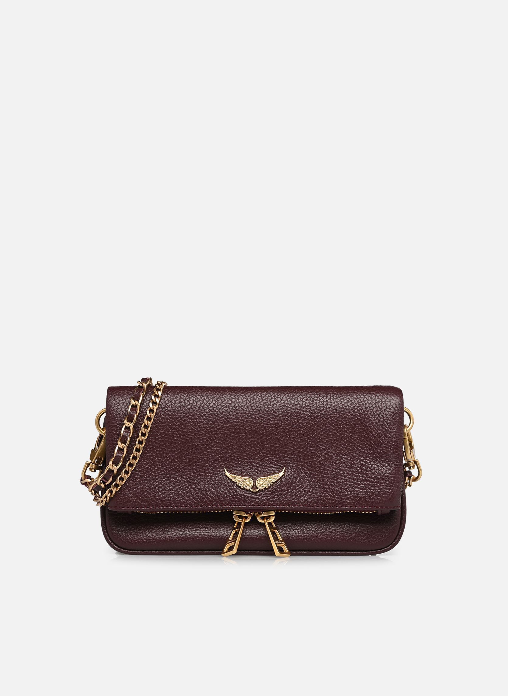 Zadig & Voltaire Borse a tracolla ROCK NANO GRAINED LEATHER donna bordeaux