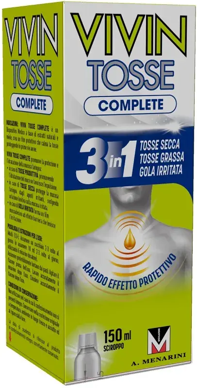 Vivin Tosse Complete 3in1 Tosse Secca, Grassa, Mal Di Gola Sciroppo 150 ml