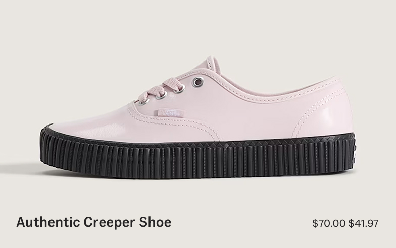 Pale Petal Pink / Black Authentic Creeper Shoe