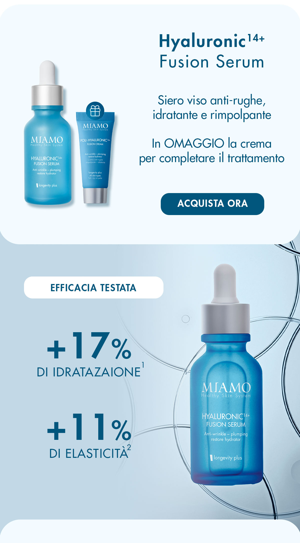hyaluronic 14+ fusion serum + mini poli-hyaluronic 14+ fusion cream