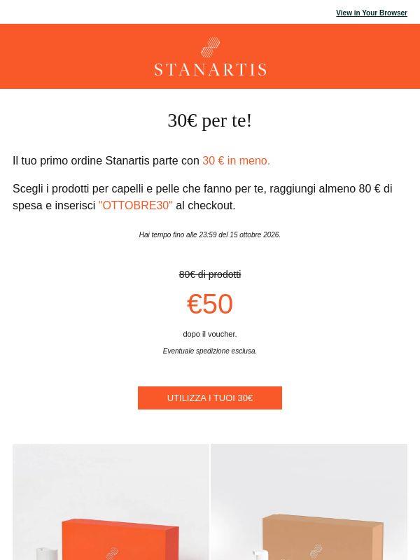 30 € per il tuo ordine Stanartis 🧡