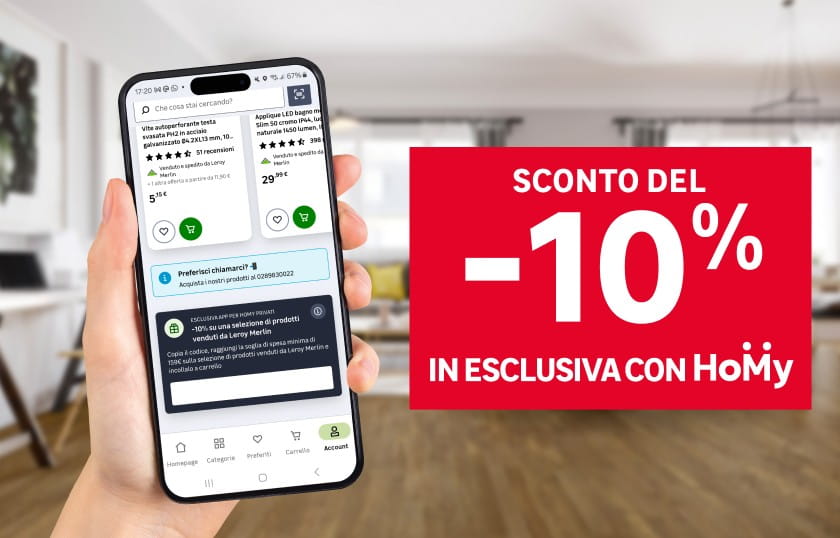 Sconto del -10% in esclusiva con Homy