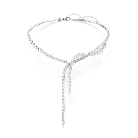 Collana a Y Mesmera, Taglio misto, Bianco, Placcato rodio