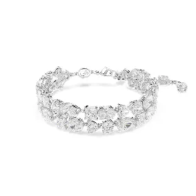 Bracciale Mesmera, Taglio misto, Bianco, Placcato rodio