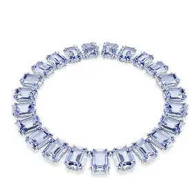 Collana Millenia, Cristalli oversize, Taglio ottagonale, Blu, Placcato rodio