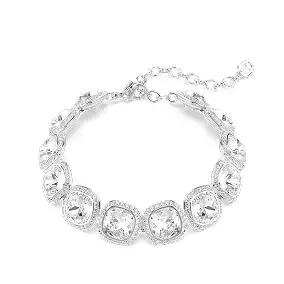 Bracciale Una Angelic, Taglio Cushion, Bianco, Placcato rodio