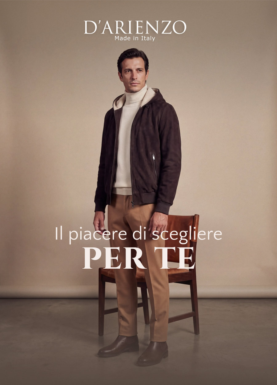 Il piacere di scegliere per te. Camoscio e fodera in cashmere D’Arienzo.