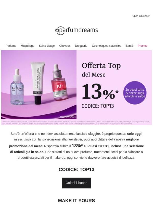 SOLO PER OGGI: 13%* di sconto su quasi TUTTO 💖