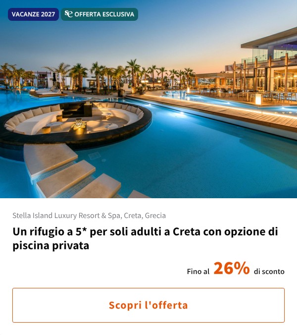 Un rifugio a 5* per soli adulti a Creta con opzione di piscina privata