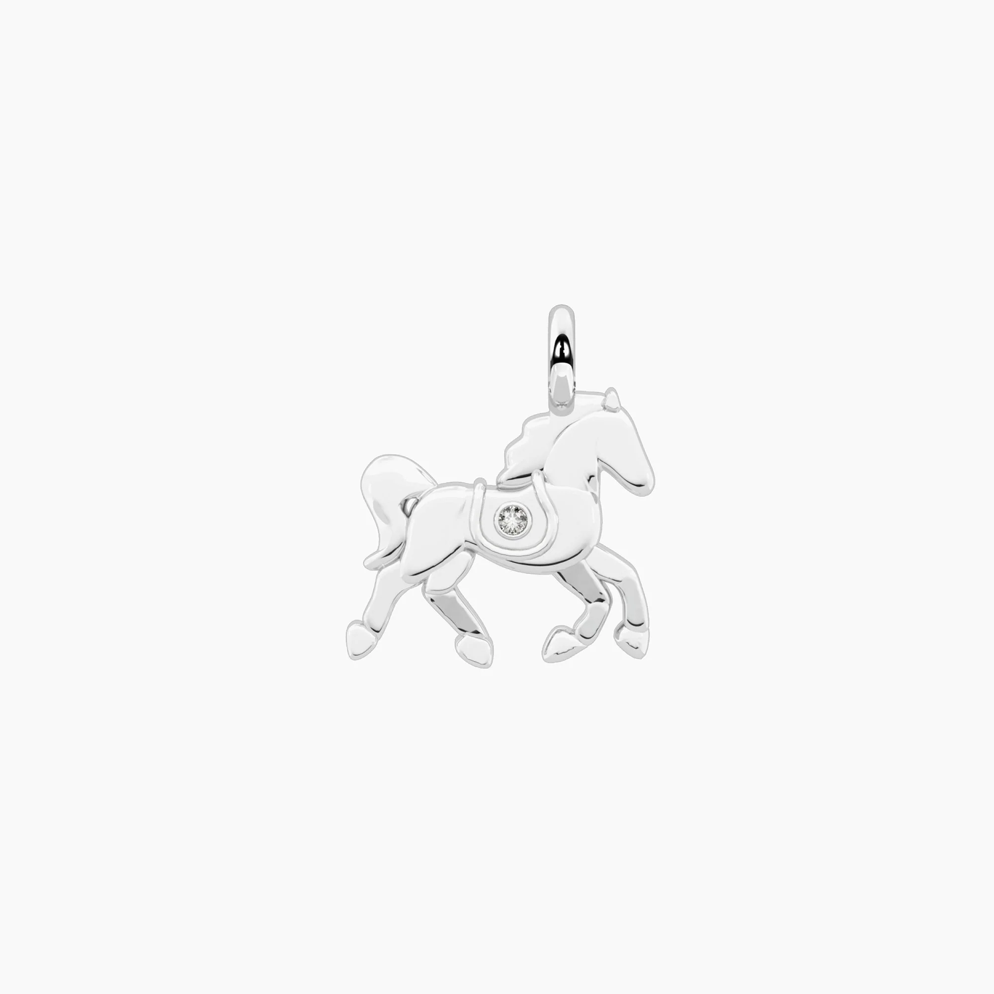 Image of Ciondolo cavallino in acciaio con cristallo CAVALLO
