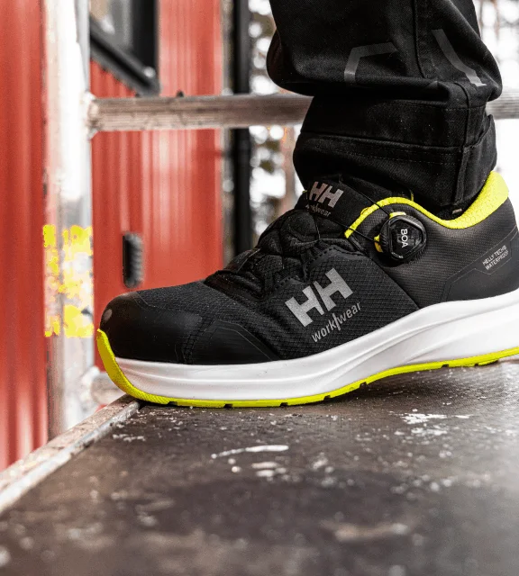 Man wearing Helly Hansen safety shoes