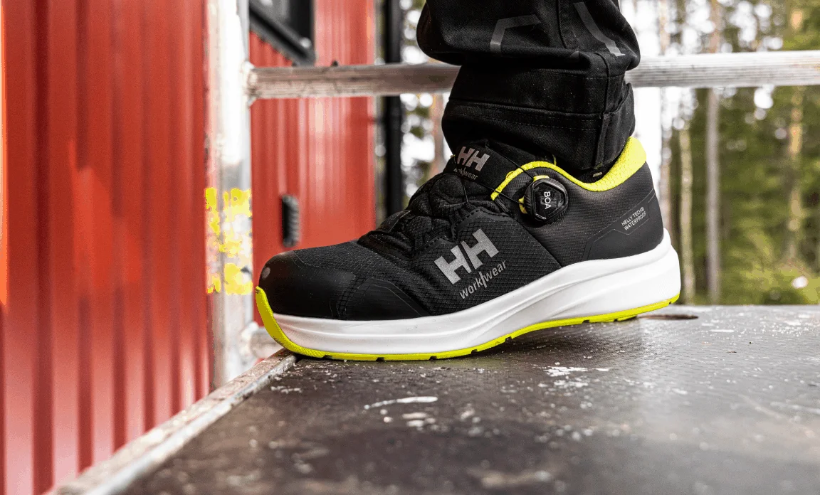 Man wearing Helly Hansen safety shoes